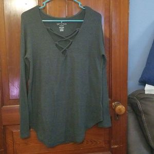 Plush strappy sweater